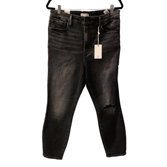 NWT Good American Good Waist Crop Distress Knee sz 16 - Picture 2 of 10